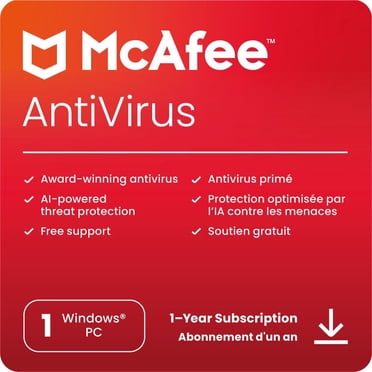 McAfee AntiVirus 1-PC - Abonnement 1 An [Code Numérique]