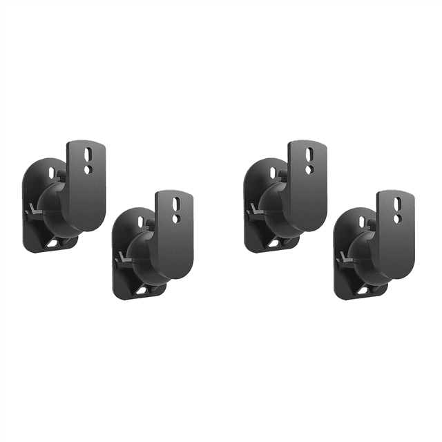 Support Mural pour Haut-Parleur 4 Pcs, Support d'Entourage Réglable avec Angle de Pivotement et d'Inclinaison, Rotation, 4 x Support Mural pour Haut-Parleur, Noir