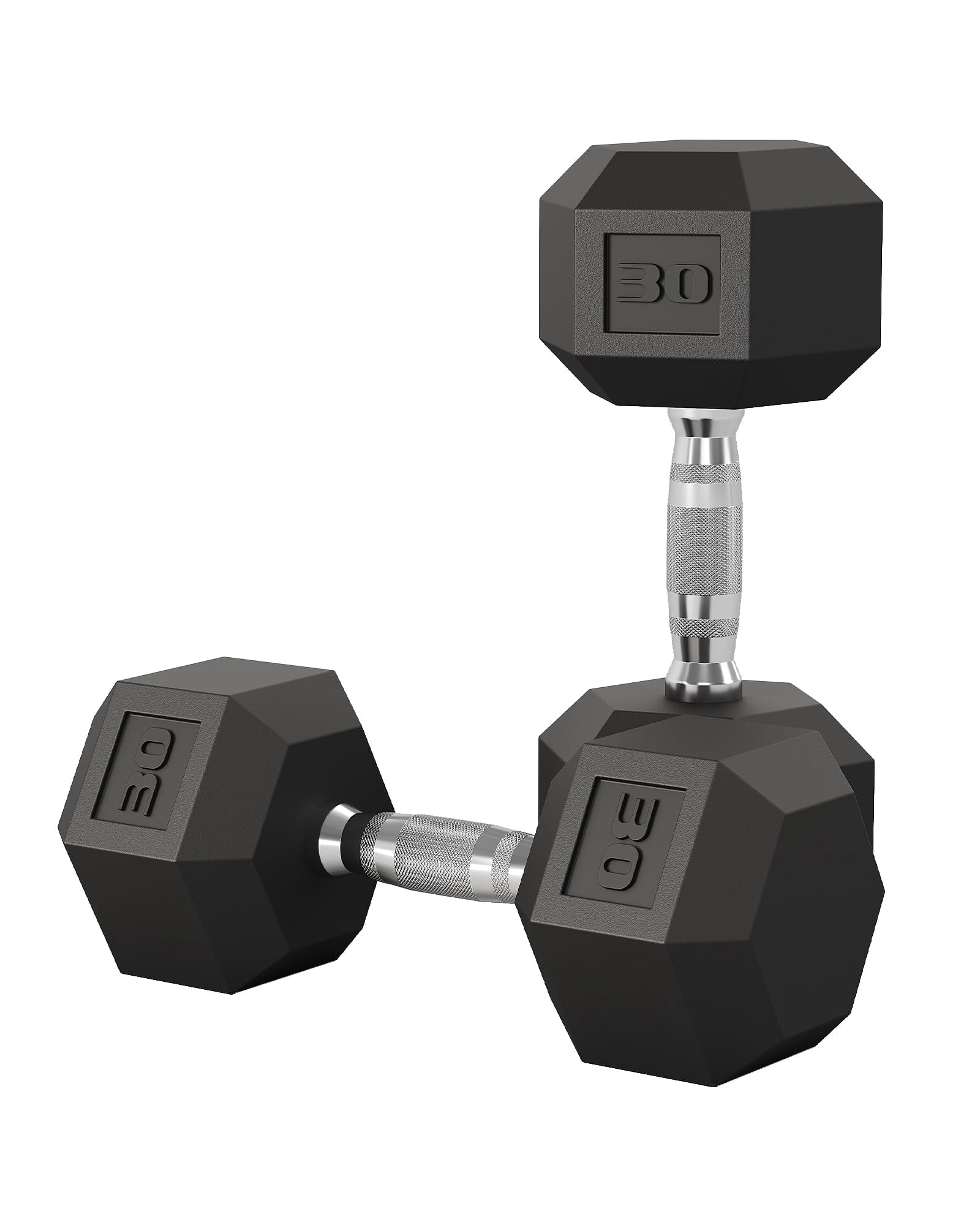 GARVEE 2Pcs 30lbs Hex Dumbbells with Cast Iron Core,Rubber Encased Coating Hand Weights for Exercises and Fitness