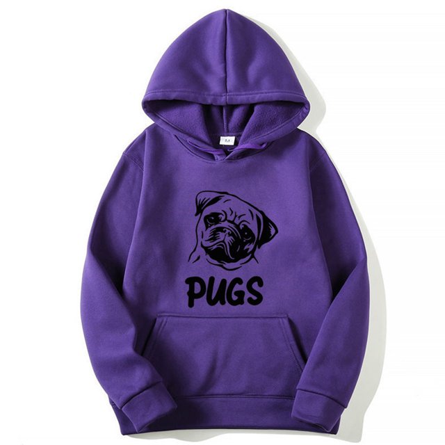 Chandail Imprimé Hip hop pug pour Hommes et Femmes (Violet, G)