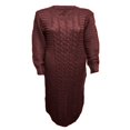 thumbnail image 3 of Robe Tricotée à Manches Longues pour Femmes Motif Crochet Unie Côtelée Robe Décontractée, 3 of 5