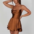 thumbnail image 3 of AherBiu Satin Dress for Women Sleeveless Crossover Strap Hollow Back Ruffle Layered Party Mini Dress, 3 of 7