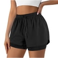 thumbnail image 1 of Plebaso Women's 2 in 1 Running Shorts Elastic Waist Drawstring Athletic Shorts Lightweight Workout Shorts, 1 of 6
