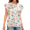 thumbnail image 2 of Hauts d'Été Grande Taille à Manches Courtes pour Femmes Mode Décontractée Col Rond à Volants Hauts Imprimés Blouse Chandail Col en V T-Shirt Femmes en Liquidation, 2 of 7