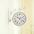 thumbnail image 4 of Station Clock Retro Vintage Style Clock Ornament Weatherproof Garden Clock for Outdoor White, 4 of 7