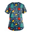 thumbnail image 4 of LSLJS Sarraus de Noël pour Femmes Haut de Sarrau Père Noël Extensible Haut de Sarrau Infirmier Chemise Uniforme de Travail Imprimé Blouse à Poche Hauts, Hauts de Sarrau de Noël, 4 of 4