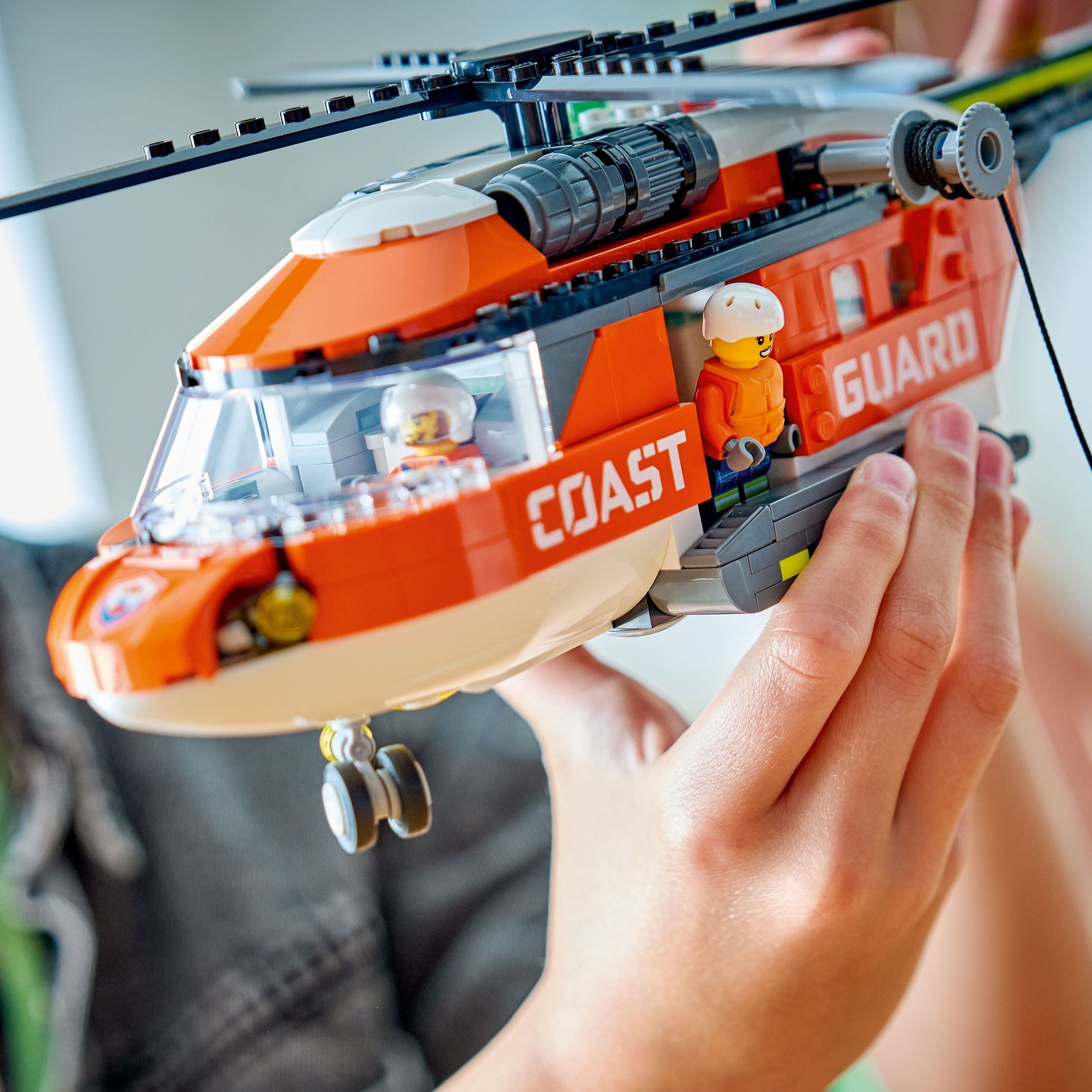 LEGO City Coast Guard Helicopter Building Toy for Kids - Pretend Play Emergency Response Set for Boys & Girls, Ages 7+ - Includes 4 Minifigures, Shark, & Rescue Pod - Gift Idea for Birthdays - 60503