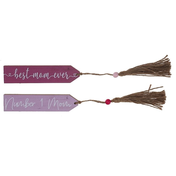 IH Casa Decor Wooden Mom Tags With Tassel Asstd - Set of 2