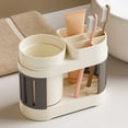 thumbnail image 1 of Compact Toothbrush Holder, Small Bathroom Organizer, Plastic Sink Storage Shelf, Draining Tooth Cup Rack, Space-Saving Countertop Bathroom Accessory, 1 of 1