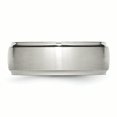 thumbnail image 3 of Stainless Steel Ridged Edge 8mm Brushed and Polished Band Ring 12 Size, 3 of 5