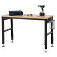 thumbnail image 1 of BeesClover Height Adjustable Workbench, Industrial Work Table, Heavy-Duty Workbench, 48" Garage Work Table with 1" Thick Oak Top & 2000 LBS Capacity, for Workshop, Office, Home, 1 of 7