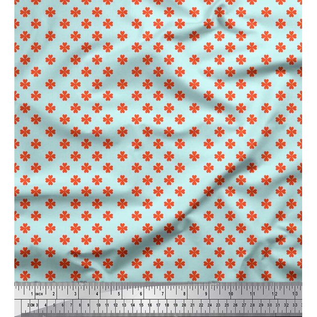 Soimoi Rayon Fabric Clover Leaves Fabric Prints By Yard 56 Inch Wide