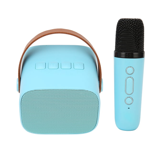 Portable Karaoke Machine, Stable Long Distance Retro Bluetooth Speaker Microphone Set Sound Changing HD Stereo for Party for Kids Blue