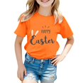 thumbnail image 1 of MIASHUI T-Shirt à Manches Courtes pour Filles Joyeuses Pâques T-Shirt Garçons Tee Confortable, Orange, 8-9 Ans, 1 of 4