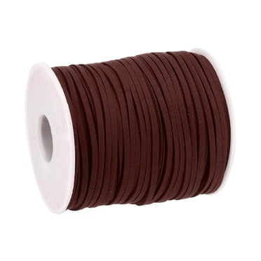 Uxcell 49.21 Yards 2.6mm Flat Leather Cord Suede String for DIY Crafts Dark Brown 1Roll