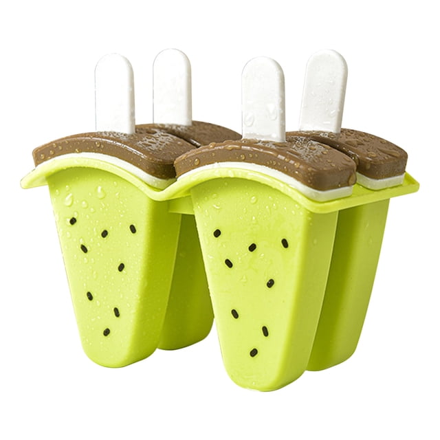 RuiJiao Watermelon Ice Popsicle Molds with Handles, Reusable Easy Demould Drip-Proof for Homemade DIY Ice Cream, Fruit Pops, Multicolor (Red, Green, Orange)