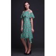 thumbnail image 2 of Bimba Green Floral Printed Womens Cold Shoulder Tunic Party Round Neck Shift Dress - XXX-Large, 2 of 6