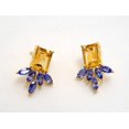 thumbnail image 4 of Natural Citrine Earrings-14k Gold Designer Exclusive Floral Design Stud Earrings, 4 of 6
