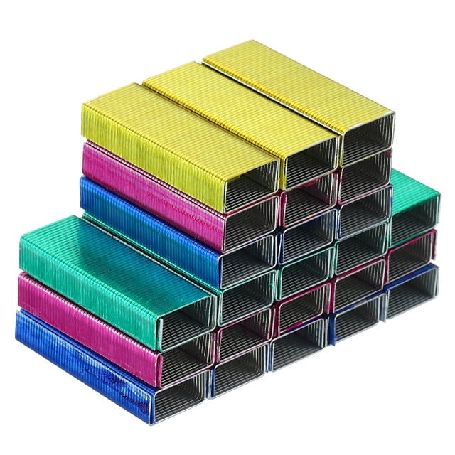 Unique Bargains Staples for Stapler, 4 Pack(1000Pcs Staples Per Pack) #10 Mini 3/16 Inch Staples Rose Red/Blue/Yellow/Green