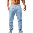 thumbnail image 1 of TINZ Pantalon Homme Chino Pantalon Cargo Mode Lin Pantalon Décontracté Pantalon à devant Plat Été Évacuation de L'Humidité Respirant Ouvert pour Homme Petit L, 1 of 8