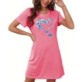 thumbnail image 4 of Mrat Pyjama d'Été pour Femmes, Chemise de Nuit Courte Surdimensionnée pour Femmes, Mode, Imprimé sur la Poitrine, Robe de Nuit à Manches Courtes, P-91 Rose Vif TTG, 4 of 7