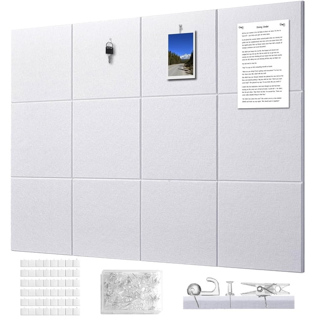 Felt Wall Tiles Bulletin Board Large Cork Board Alternative .\uDx.\uDx.\uD Felt Pin Board Tack Board with Removable Adhesive Tabs for Home Office School x
