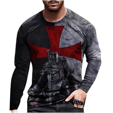 TIHLMK Men Long Sleeve O-Neck Printed Fashion Pullover Casual Shirt Tops Blouse