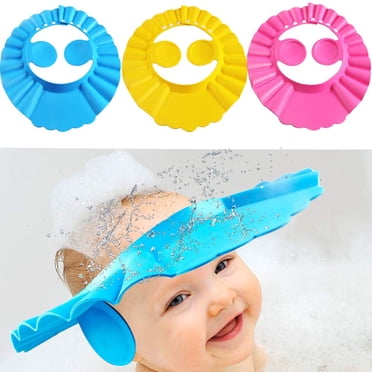 3 Pcs Bonnets de Douche pour Bébé, 3 Couleurs Bonnet de Bain pour Bébé Bonnet de Douche Ajustable pour Enfants Bouclier de Lavage des Cheveux pour Enfants avec Protection des Oreilles