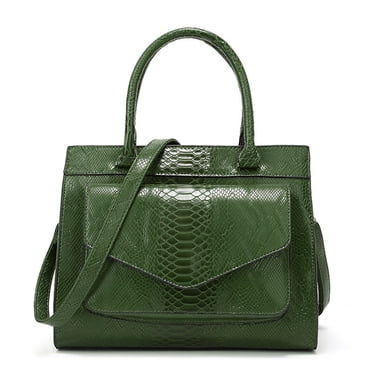 Vintage Women Snakeskin Grain Oil Leather Handbag Large Capacity Crossbody Shoulder Bag Pusrse
