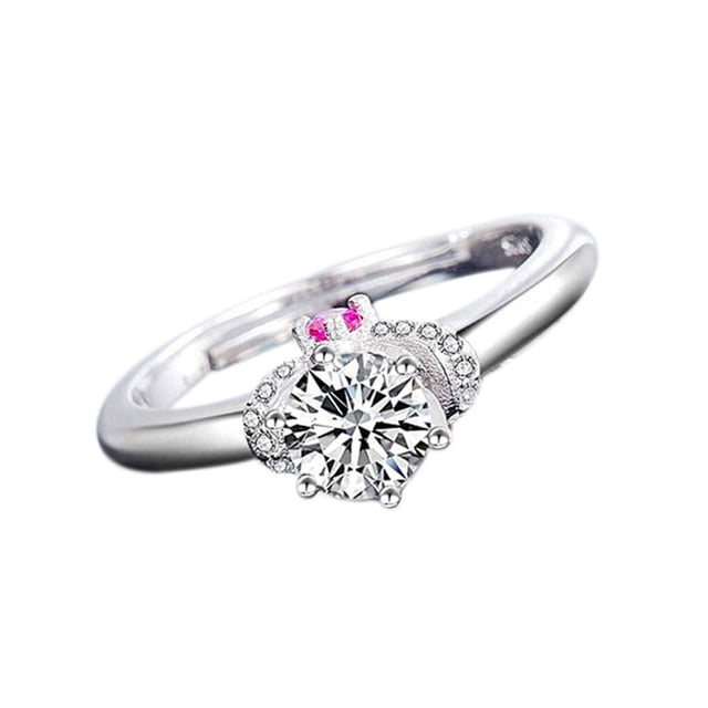 Or Blanc Réglable Plaqué Ouvert Réglable Amants Anneau Strass Cuivre Strass Cloutés Bijoux Amants Couple Mariage