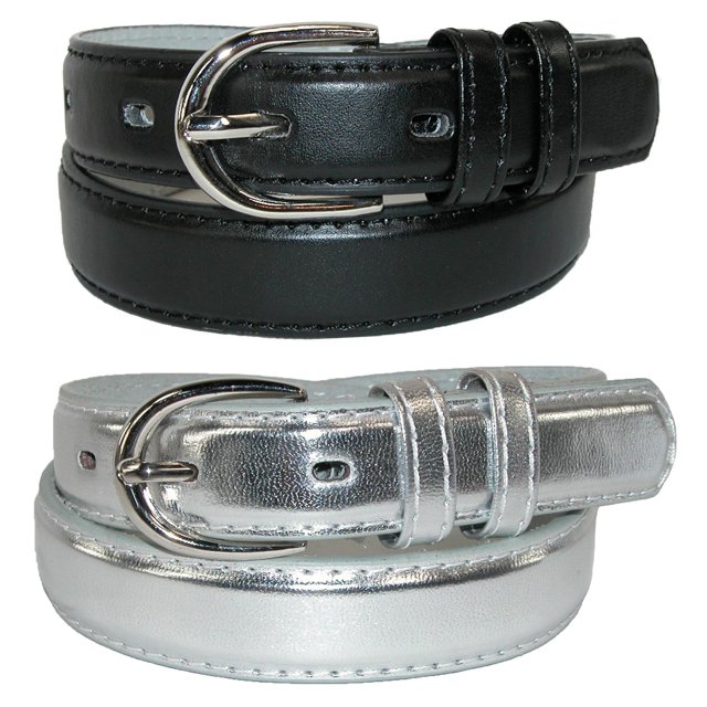 CTM® Ceinture Habillée en Cuir de Base pour Enfant (Lot de 2 Couleurs)