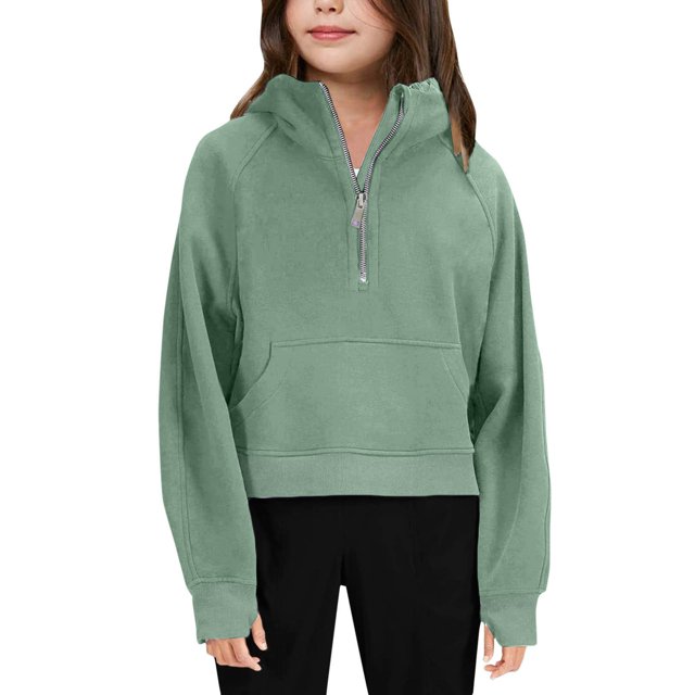 RXIRUCGD Chemise à Manches Longues pour Enfants Hommes et Femmes Col Rond, Vert, Taille : 140
