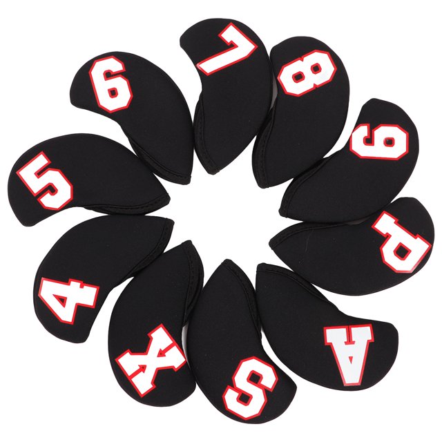 Iron Club Head Cover Set, Durable Number Iron Headcover For Protecting Club Black