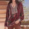 thumbnail image 2 of IROINID Reduced Womens Plus Size Tops Round-Neck Long Sleeve Print Lounge T-shirt Blouse,Red, 2 of 6