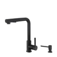 thumbnail image 1 of Stylish 12 ⅝" Ht Single Handle Matte Black Pull Down Kitchen Faucet & Soap Dispenser K130NS01N, 1 of 10