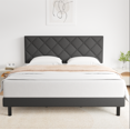 thumbnail image 1 of Queen Bed Frame, Queen Size Platform Bed With Fabric Upholstered Headboard, Dark Gray, 1 of 6