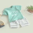 thumbnail image 3 of Ensemble Pantalon Garçon Manches Courtes Col Lettres Hauts + Short Décontracté de Rue à Cordon Gris 2-3 Ans, 3 of 8