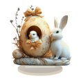 thumbnail image 1 of jifeng 2D Flat Easter Bunny and Chick Scene Table Sign Accessory Desktop Decoration 20cmx20cm, 1 of 9