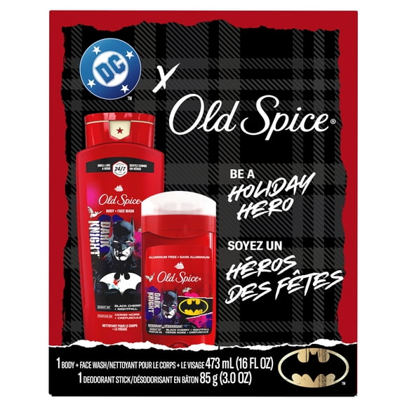 Ensemble-cadeau Old Spice Batman avec un désodorisant Batman de 85 g et un nettoyant pour le corps de 473 mL
