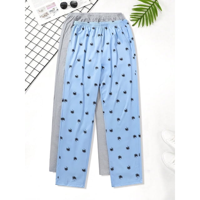 Men 2pcs Allover Print Sleep Pants