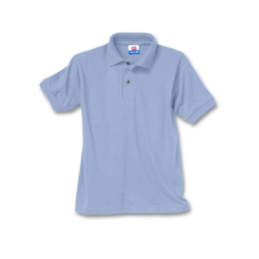 Hanes 5.6 oz Youth STAYCLEAN Blended Jersey Polo, S, Light Blue