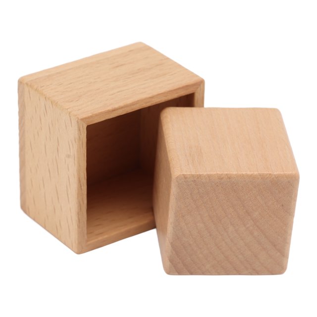 Wood Box And Block Toys, Early Learning Educational Baby Wooden Square Box Toys For Toddlers