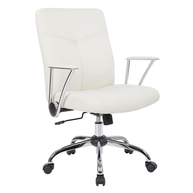 Faux Leather Chair in Cream with Chrome Base