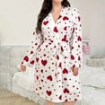 thumbnail image 2 of Ihph7 Waffle Robes for Women Plus Size Robe Womens Robes Knee Length Bathrobe for Women Housecoats for Women Long Sleeve Robes for Women Waffle Knit Robes for Women Quick Dry Robe Red M, 2 of 4
