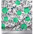thumbnail image 1 of Soimoi Poly Georgette Fabric Leaves & Rose Flower Fabric Prints By Yard 52 Inch Wide, 1 of 3