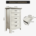 thumbnail image 2 of Commode Style Ferme, Commode Rustique en Bois à 5 Tiroirs pour Garde-Robe, Haute Commode avec Larges Poignées en Métal, Organisateur de Commodes pour Salon, Entrée, Chambre, 2 of 2