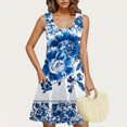 thumbnail image 1 of Ovzne Robes Grande Taille pour Femmes aux Formes Robe pour Femme Robe Décontractée et Tendance pour Femmes Imprimée Col Rond Sans Manches avec Poche Robe Courte Décontractée Robe Maxi Grande Taille Imprimée Liquidation, 1 of 7