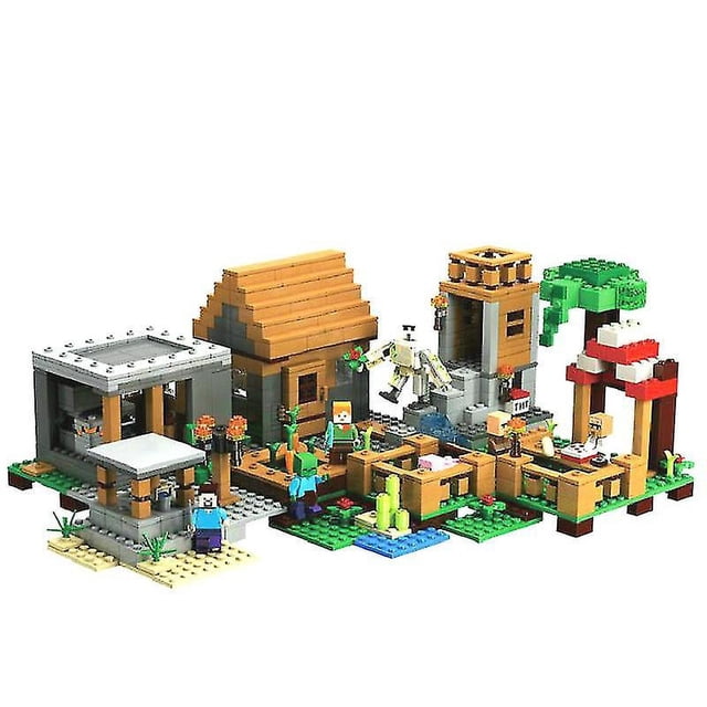 Compatible Minecraft 21128 Jouet My World Village House Blocs de Construction Casse-Tête Jouet Présentant une Scène de Village Détaillée avec de Petits Blocs en Plastique ABS. Comprend des structures comme des Maisons, une Tour de Guet et une Ferme, Ainsi Que des Personnages et des Animaux. Convient aux Enfants de 6 Ans et Plus, Compatible avec Lego.