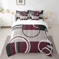 thumbnail image 2 of YST Rayures Modernes Violet Gris Noir Ensemble de Literie 7 Pcs Géométrique Ensemble de Couette Format Simple Rétro Cercles Tourbillons Ensemble de Literie Déco de Chambre Texture Abstraite Couleur Art Drap Plat Drap-Housse, 2 of 5
