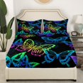thumbnail image 3 of Colorful Butterfly Bed Sheets Full Size Multicolor Flying Butterflies Fitted Sheet,Watercolor Rustic Aesthetic Animal Sheet Set Rainbow Flat Sheet Chic Nature Art Room Decor,Blue Green Purple, 3 of 6